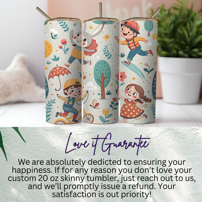 Cute Kids Playing Design Skinny Tumbler 20 oz Tumbler