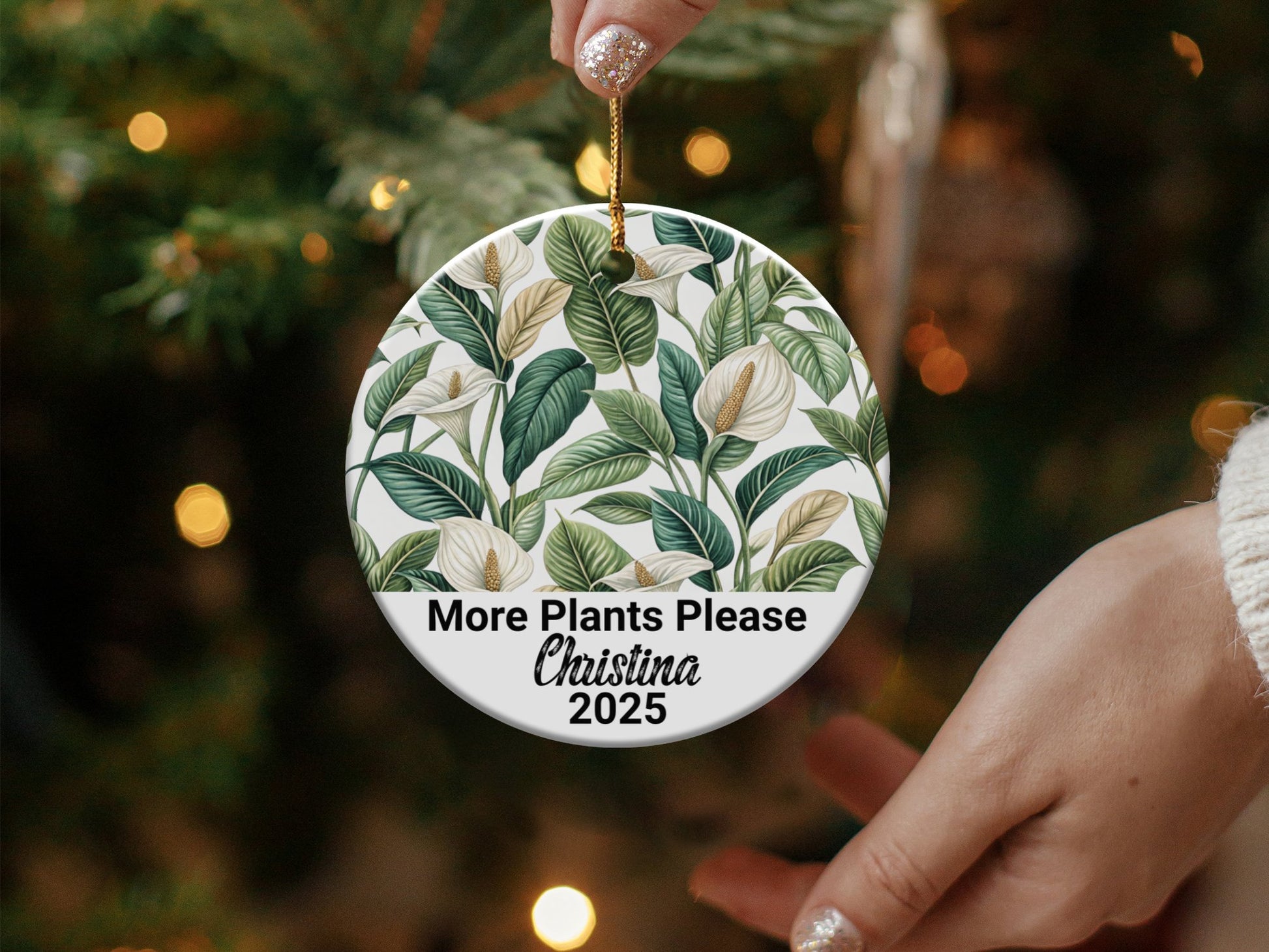 More Plants Please Personalized Round Ornament product
