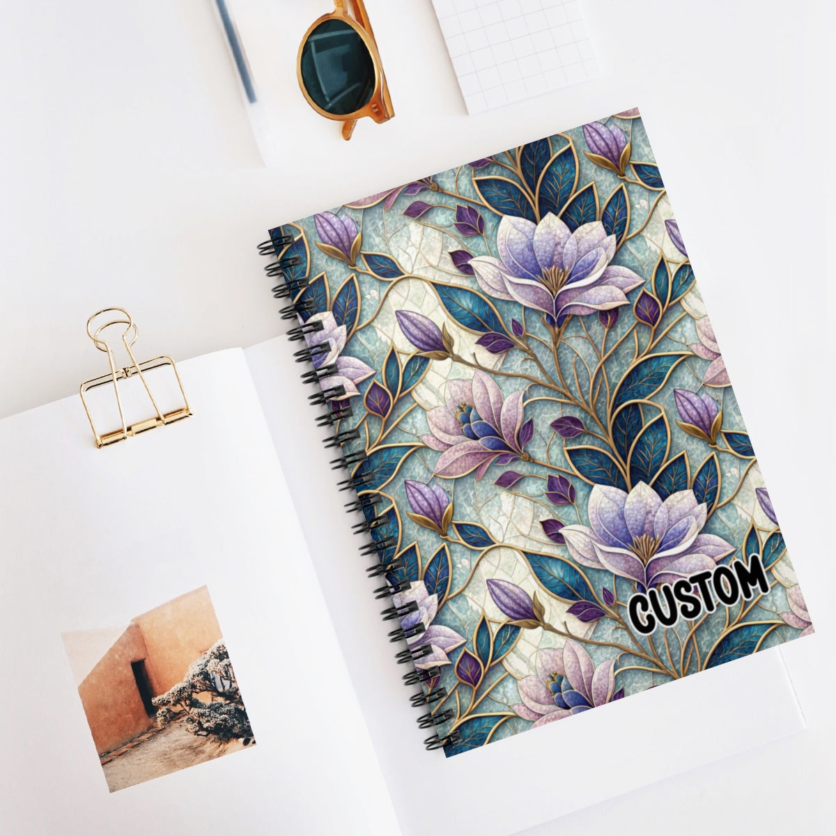 Custom Purple Floral Spiral Notebook for Creative Writing
