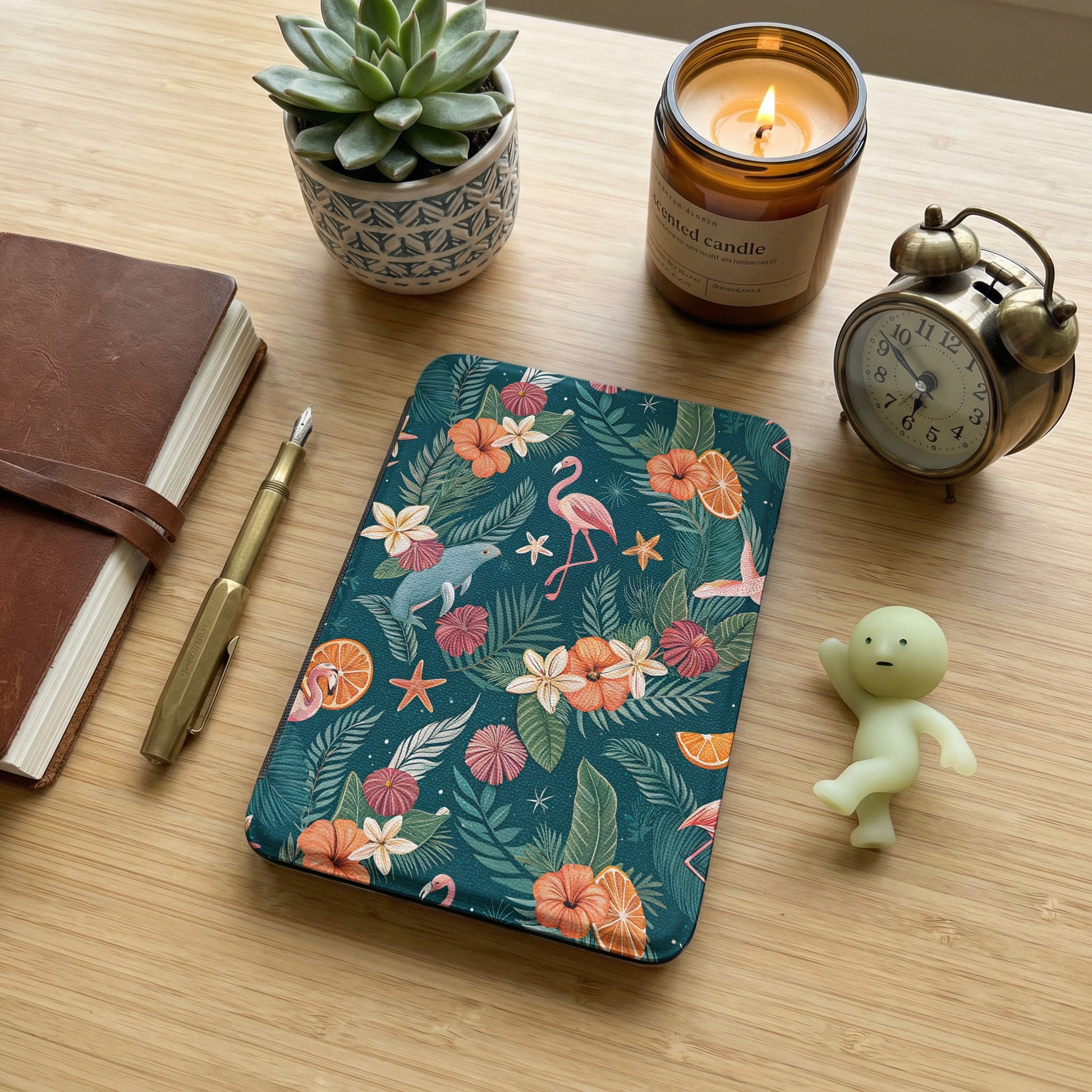 Tropical Flamingo and Dolphin Design Hardcover Notebook