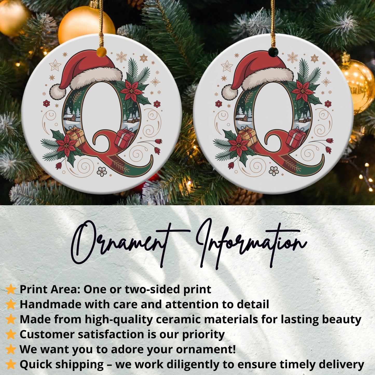 Christmas Ornament with Santa Hat Q Design product type