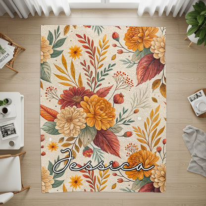 Personalized Floral Name Rug for Home Decor