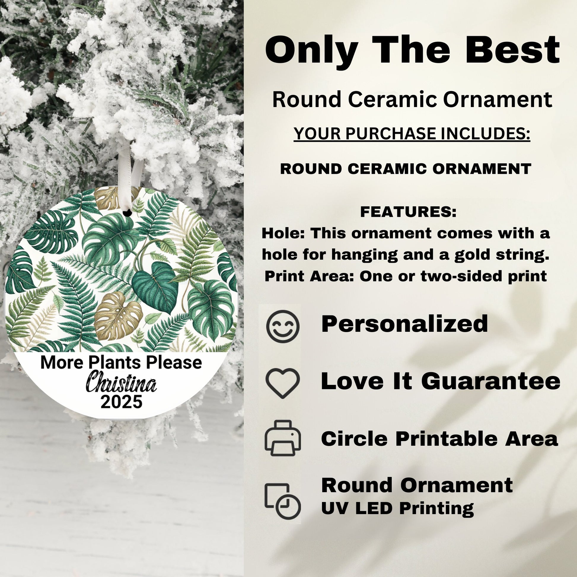 Personalized Tropical Leaves Ceramic Ornament product