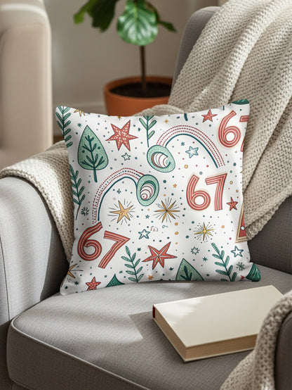 Festive Pillow with Stars and Numbers for Holiday Decor