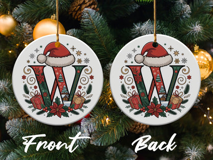 Festive Monogram Christmas Ornament with Santa Hat product type