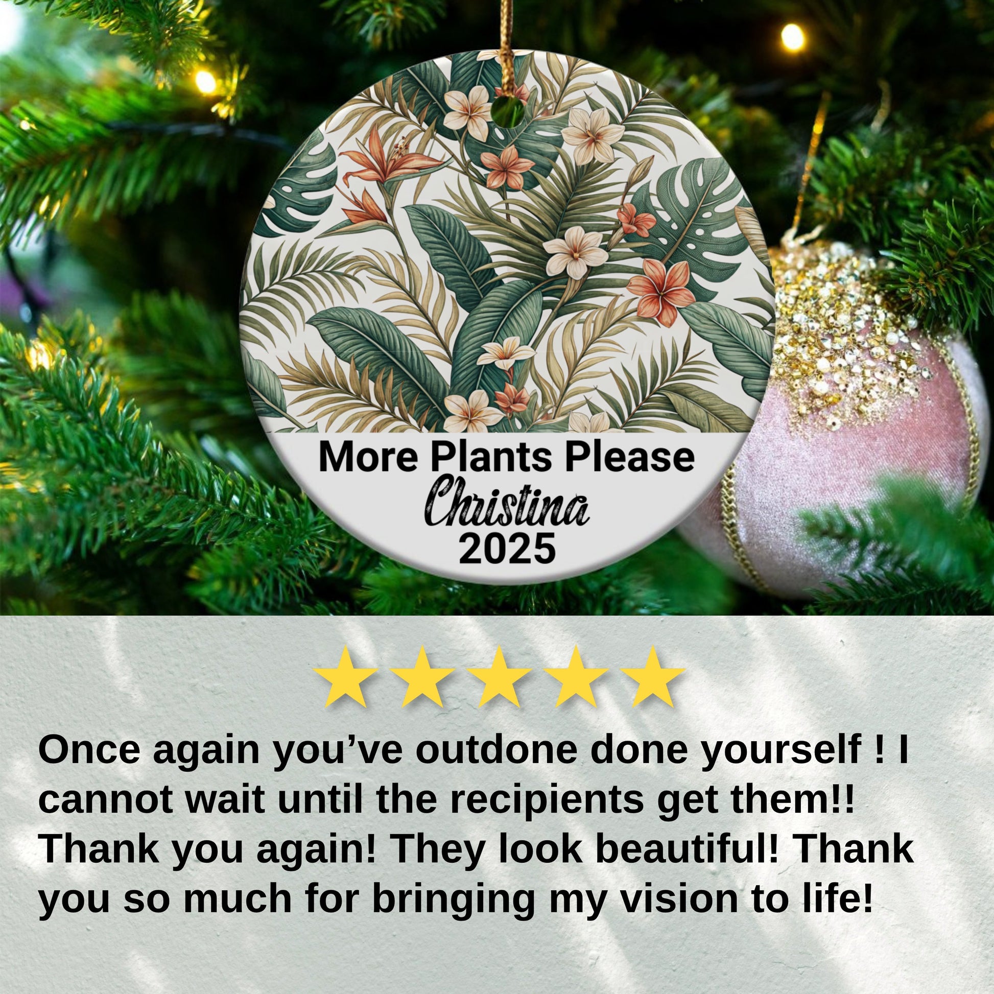 Tropical Floral Customizable Ornament product type