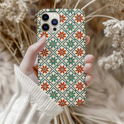 Floral Tile Pattern with Custom Name Option Custom Phone Case - Walk Greener
