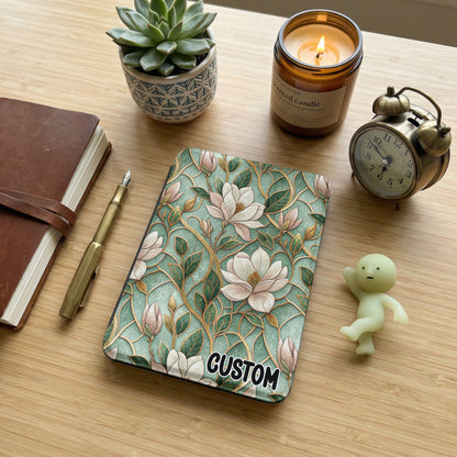Custom Floral Design Journal with Vintage Clock and Plant