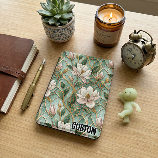 Custom Floral Design Journal with Vintage Clock and Plant