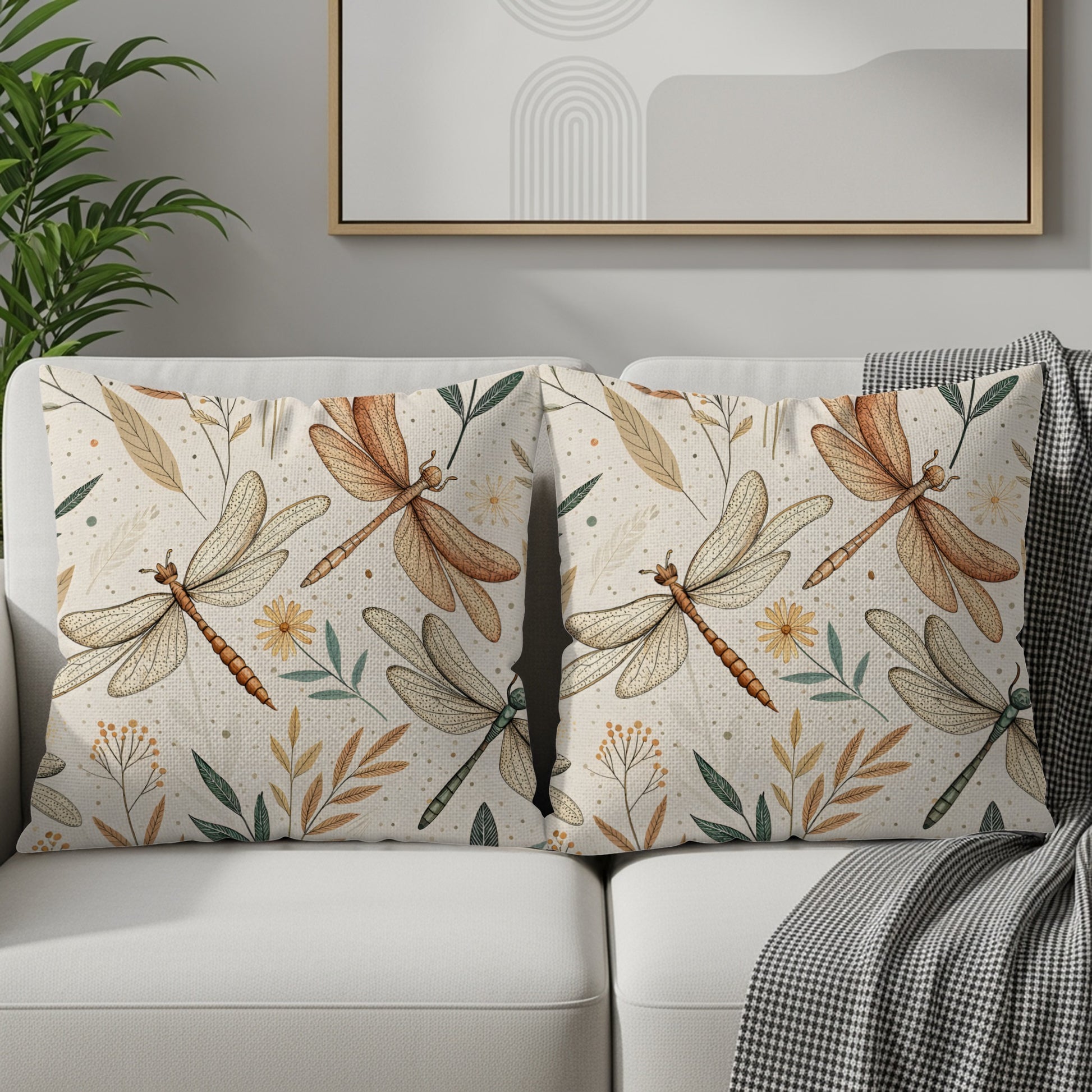 Dragonfly and Floral Accent Pillow Cushions