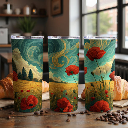 Artistic Floral Meadow Design Travel Tumbler