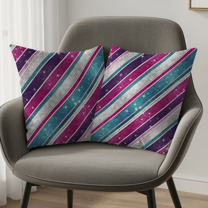 Vibrant Galaxy Stripes Pattern Decorative Pillow Set