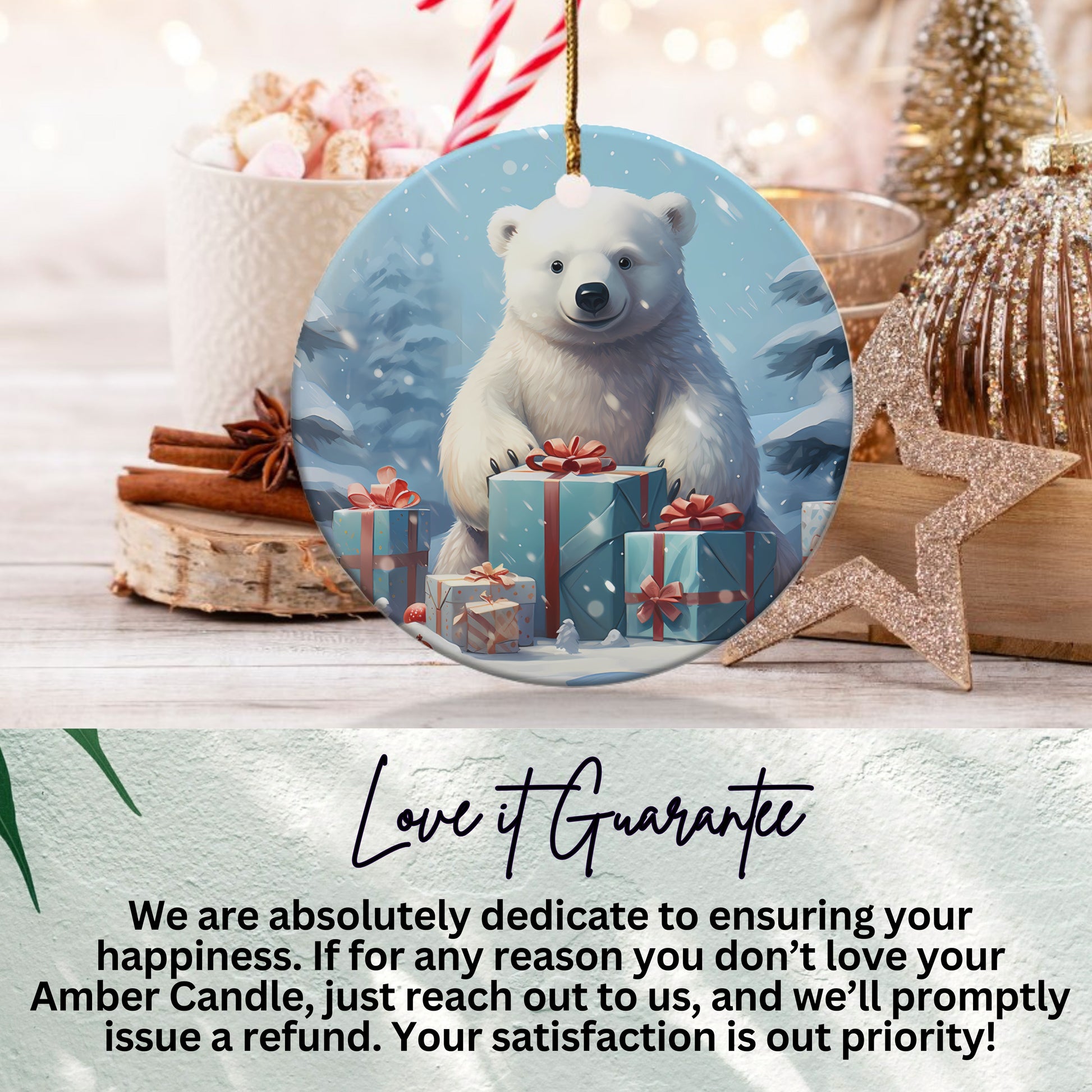 Festive Polar Bear with Presents Christmas Ornament product