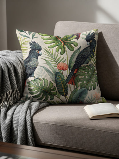 Tropical Parrot and Foliage Decorative Cushion Pillow