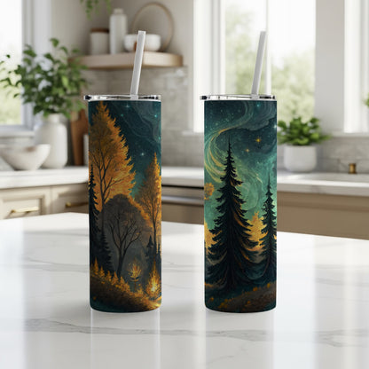 Forest Night Sky Design Insulated Tumbler Product