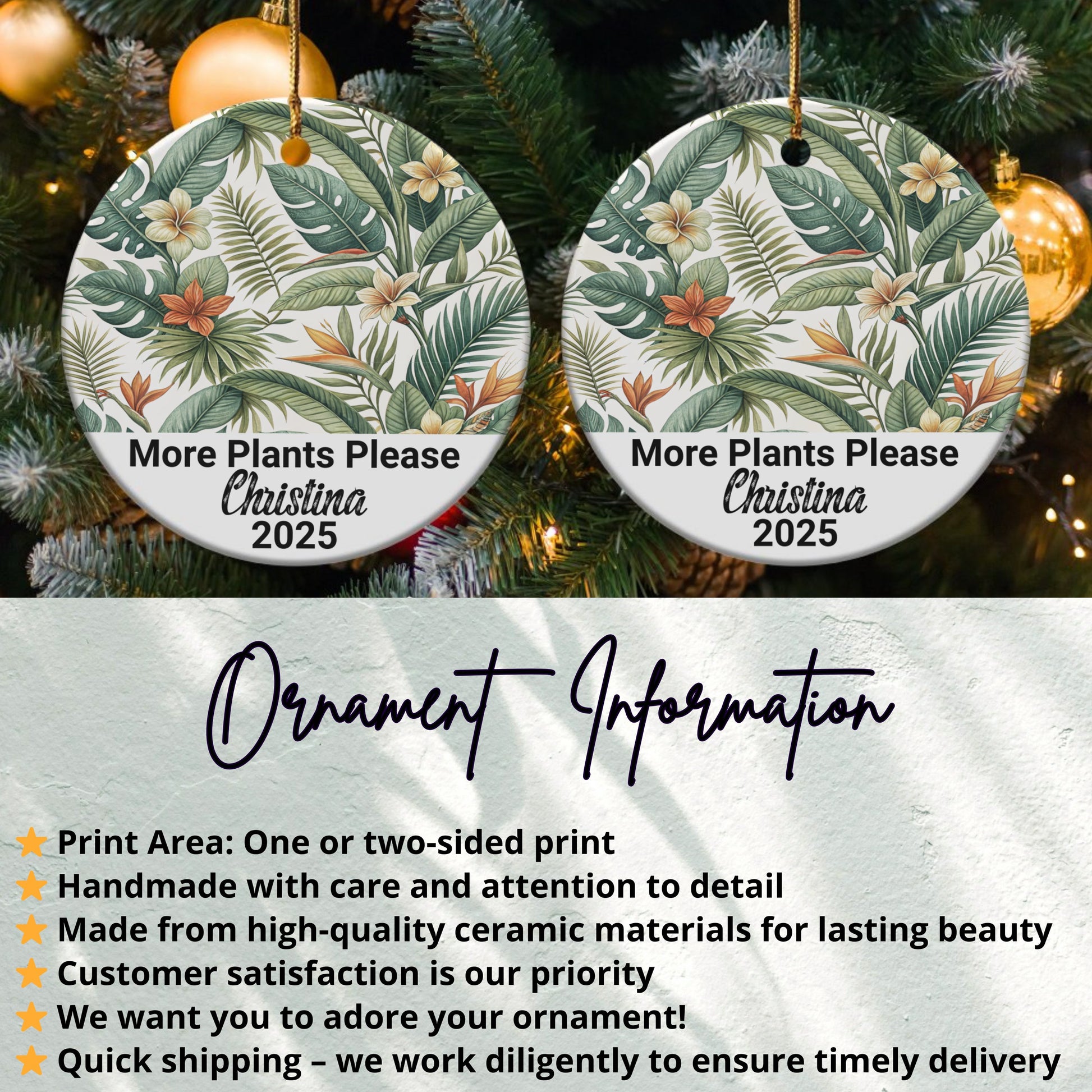 Personalized More Plants Please Ornament product type