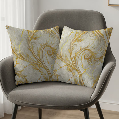 Elegant Gold Swirl Pattern Throw Pillow Set