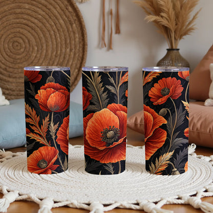 Artistic Floral Poppies Design Pattern for Beautiful Look Tumblers - Walk Greener
