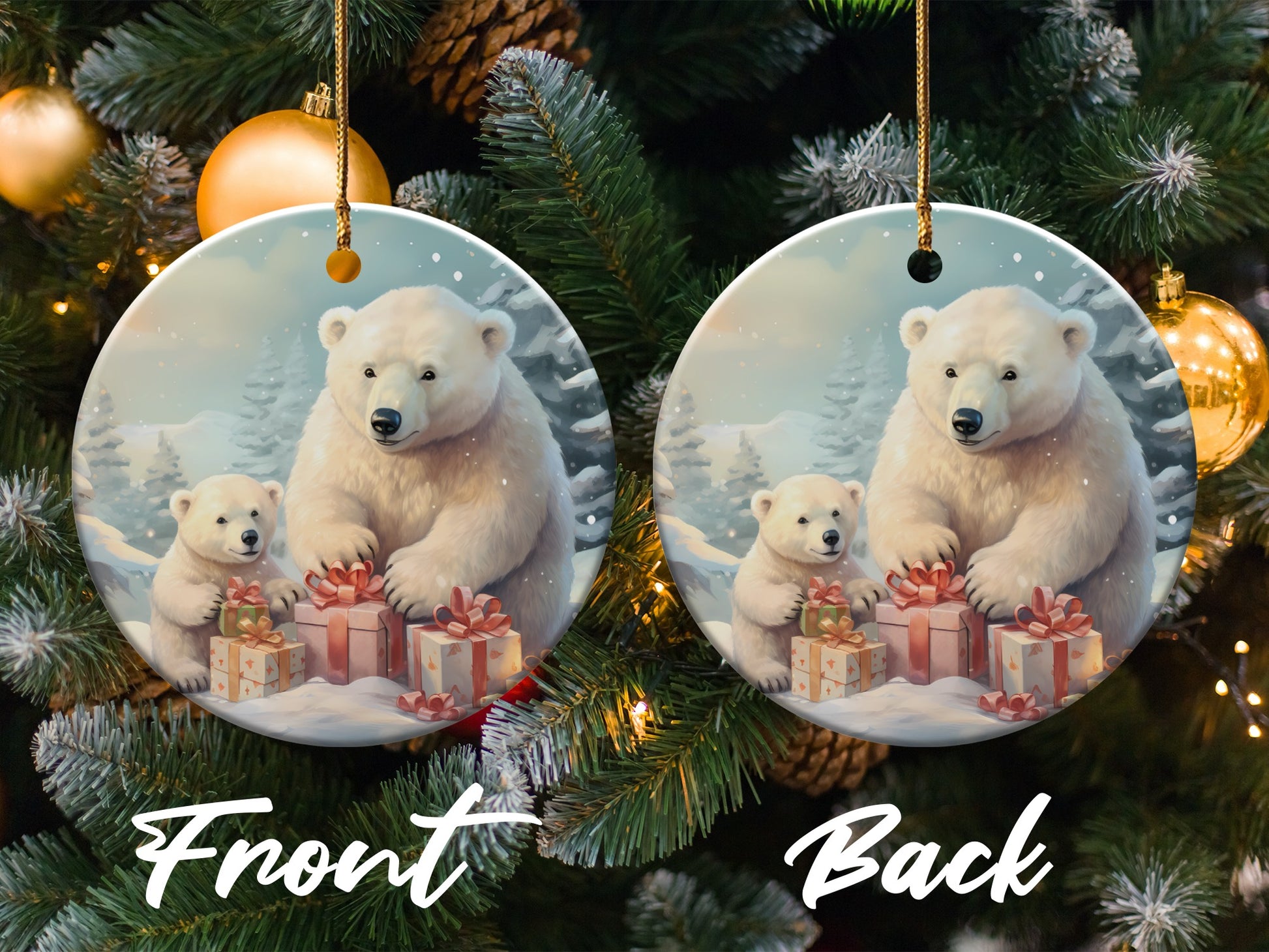 Christmas Polar Bear Family Ornament product