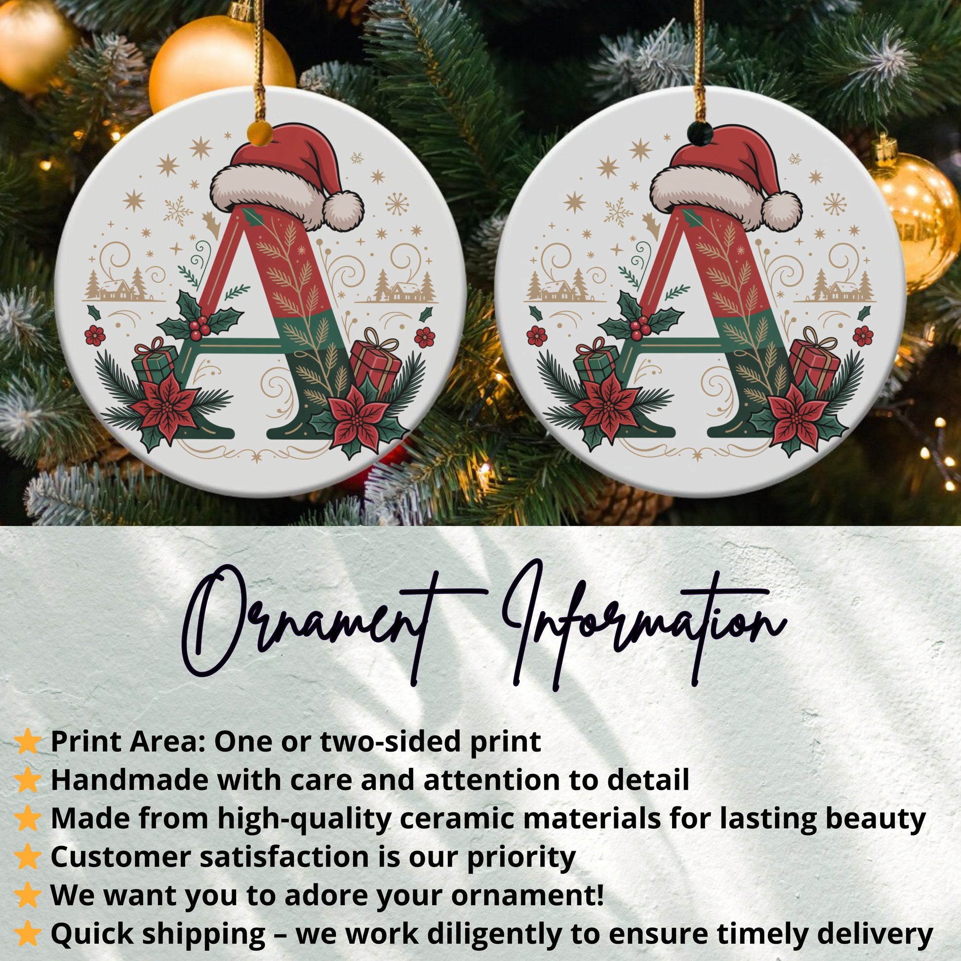Personalized Christmas Letter A Ornament product