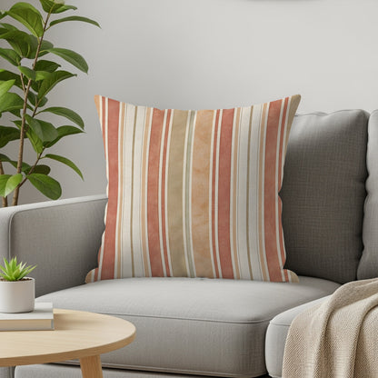 Retro Vertical Stripes Cream and Beige Home Decor Throw Pillows - Walk Greener