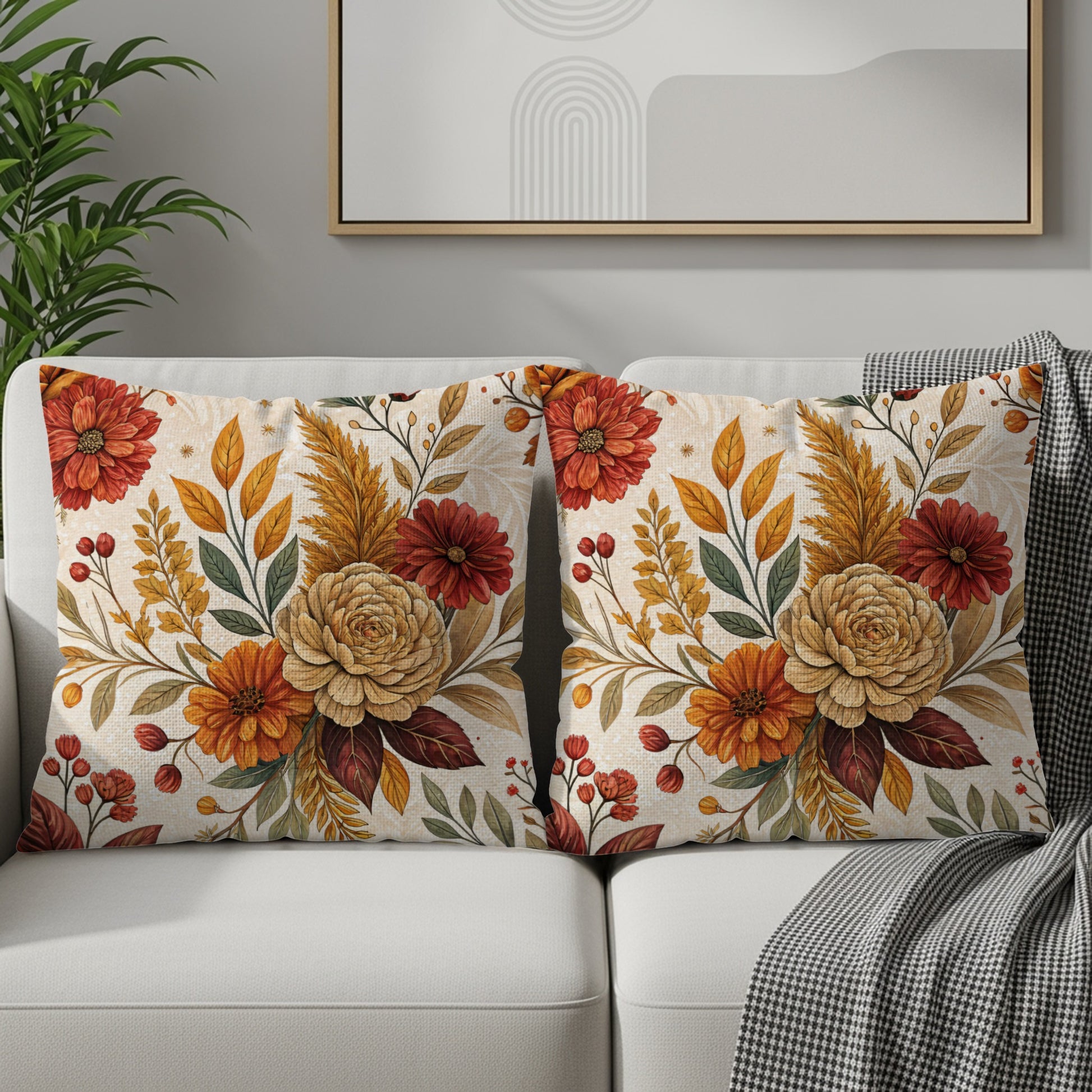 Autumn Floral Design Cushion Covers for Home Decor