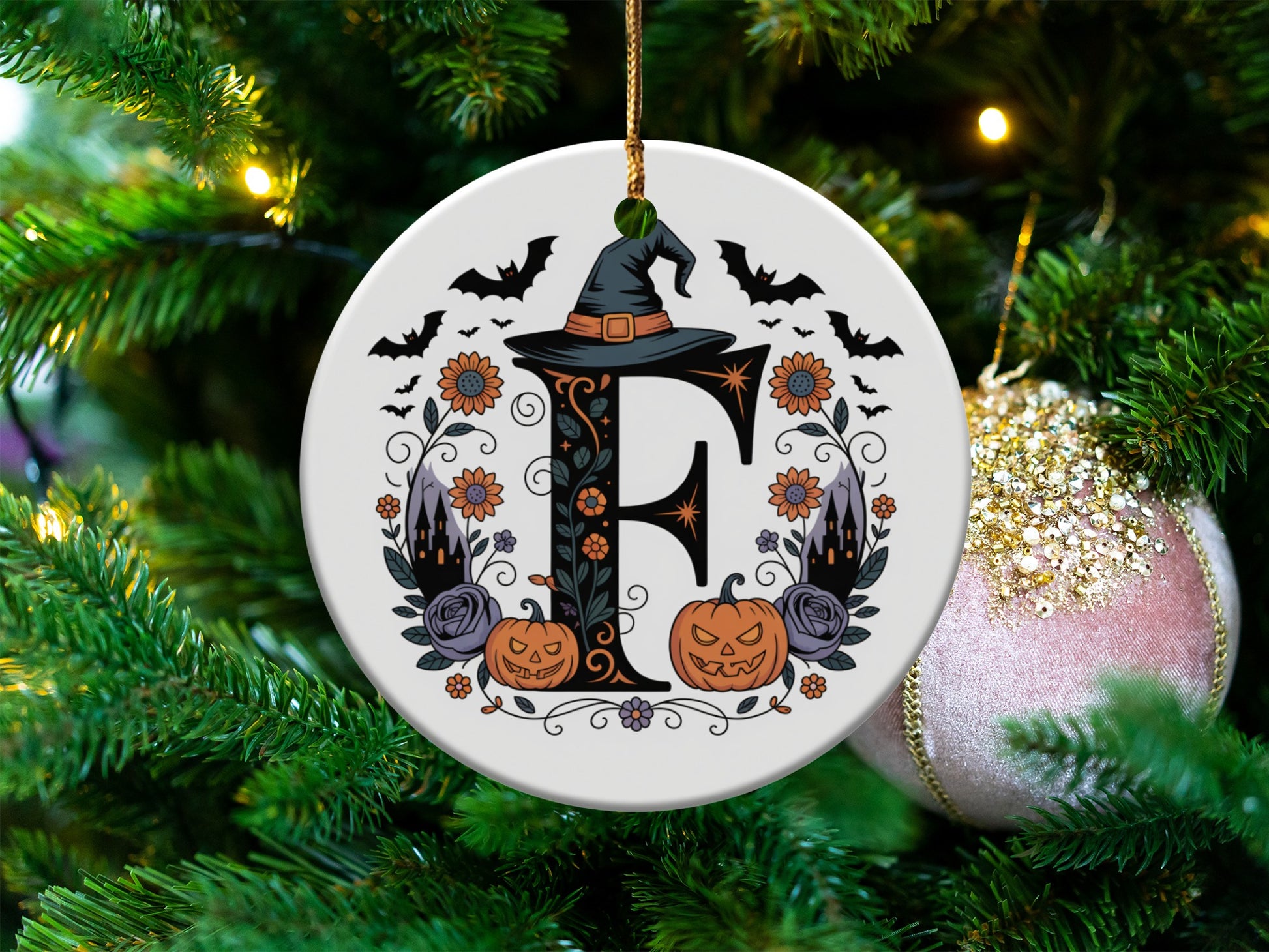 Halloween Monogram F Hanging Ornament product type