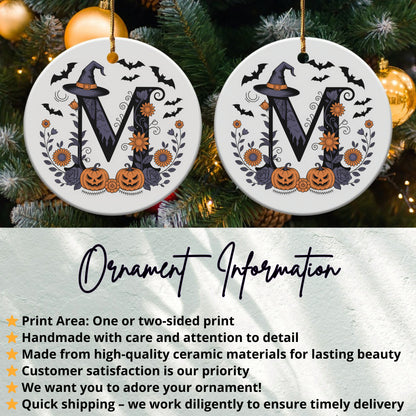Halloween Witch Hat Monogram Ornament Two Sided Print product type