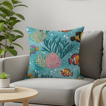 Vibrant Underwater Theme Throw Pillow for Home Decor