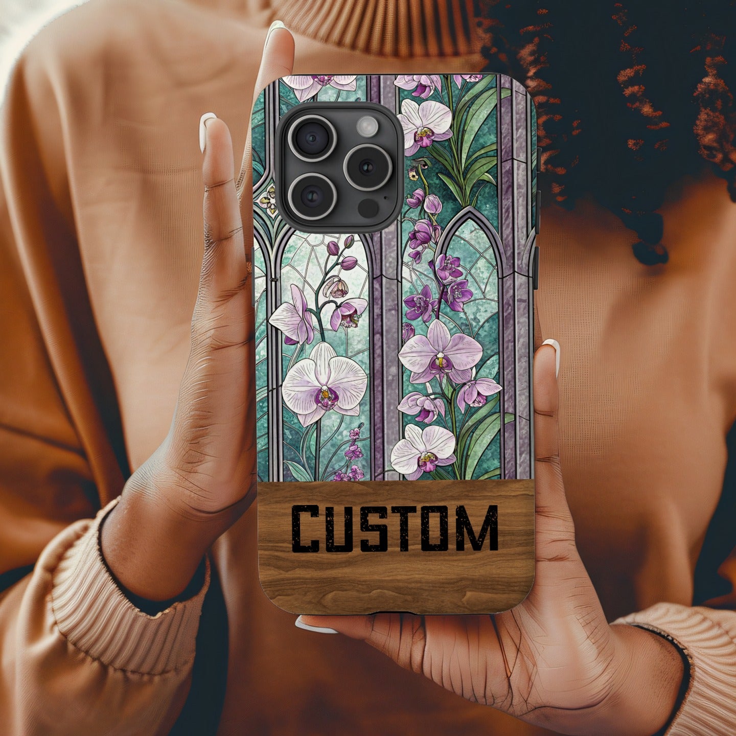Custom Stained Glass Floral iPhone Case