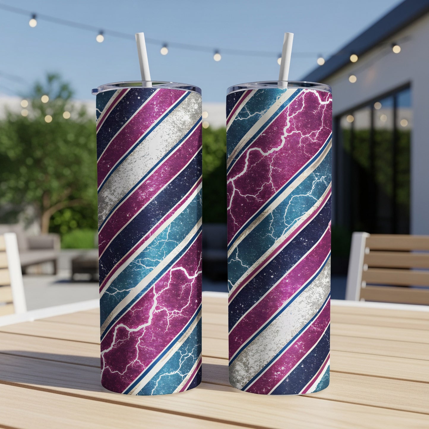 Vibrant Striped Lightning Design Tumbler Drinkware