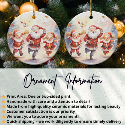 Handmade Santa and Elves Ceramic Ornament product