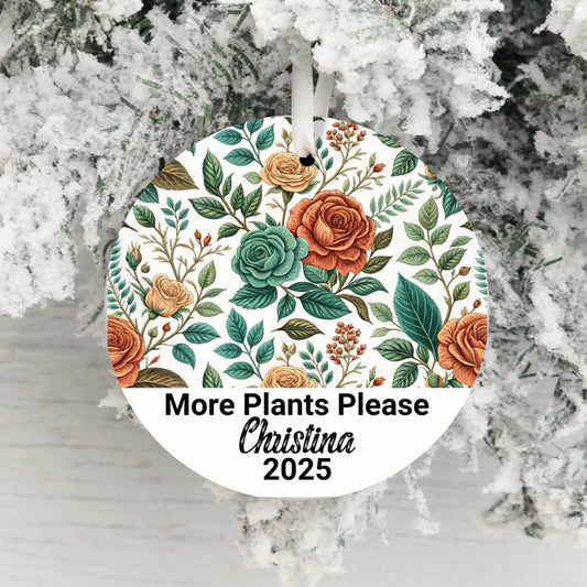 Floral More Plants Please 2025 Round Ornament product type