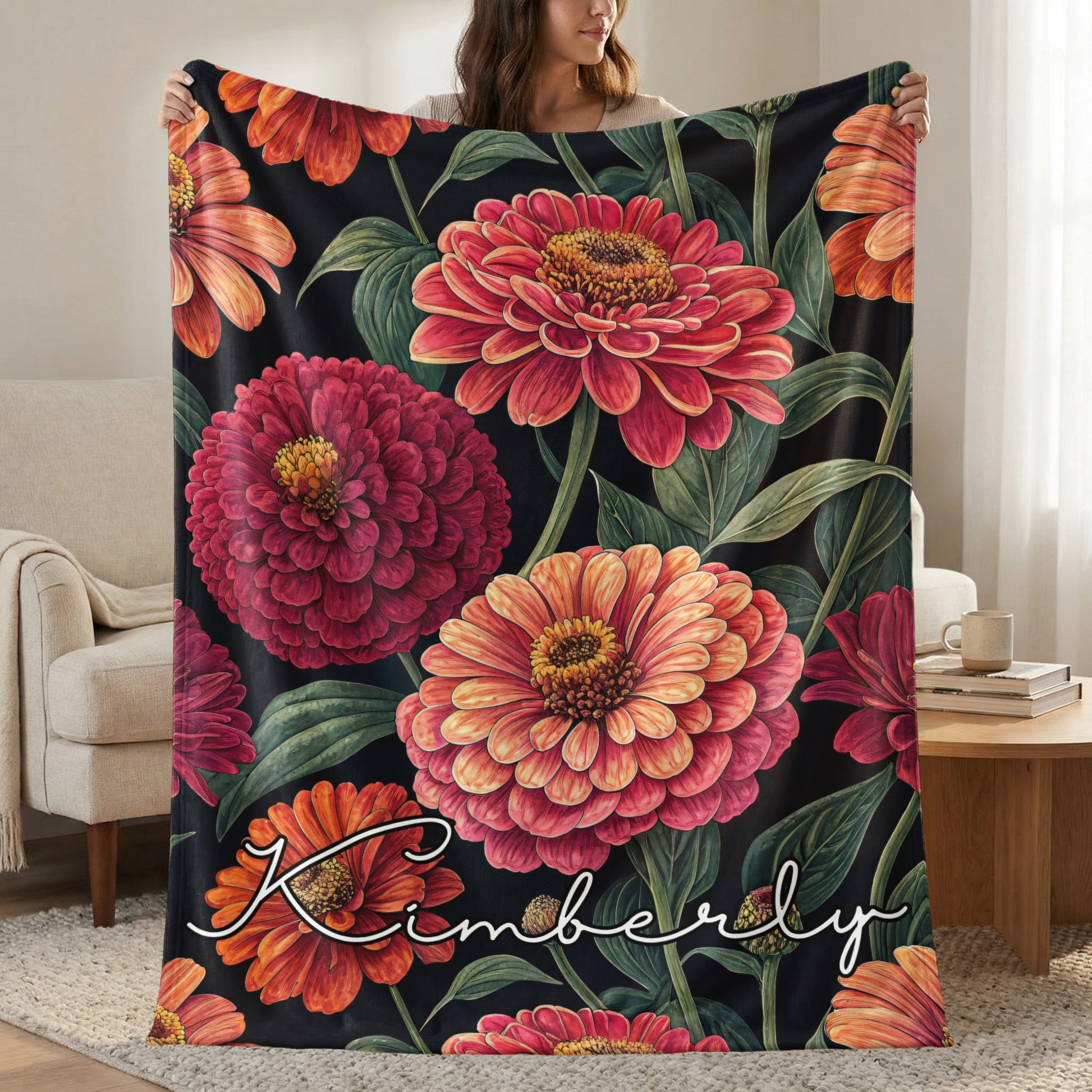 Dark Floral Custom Name with Vibrant Blooms Pattern - Walk Greener