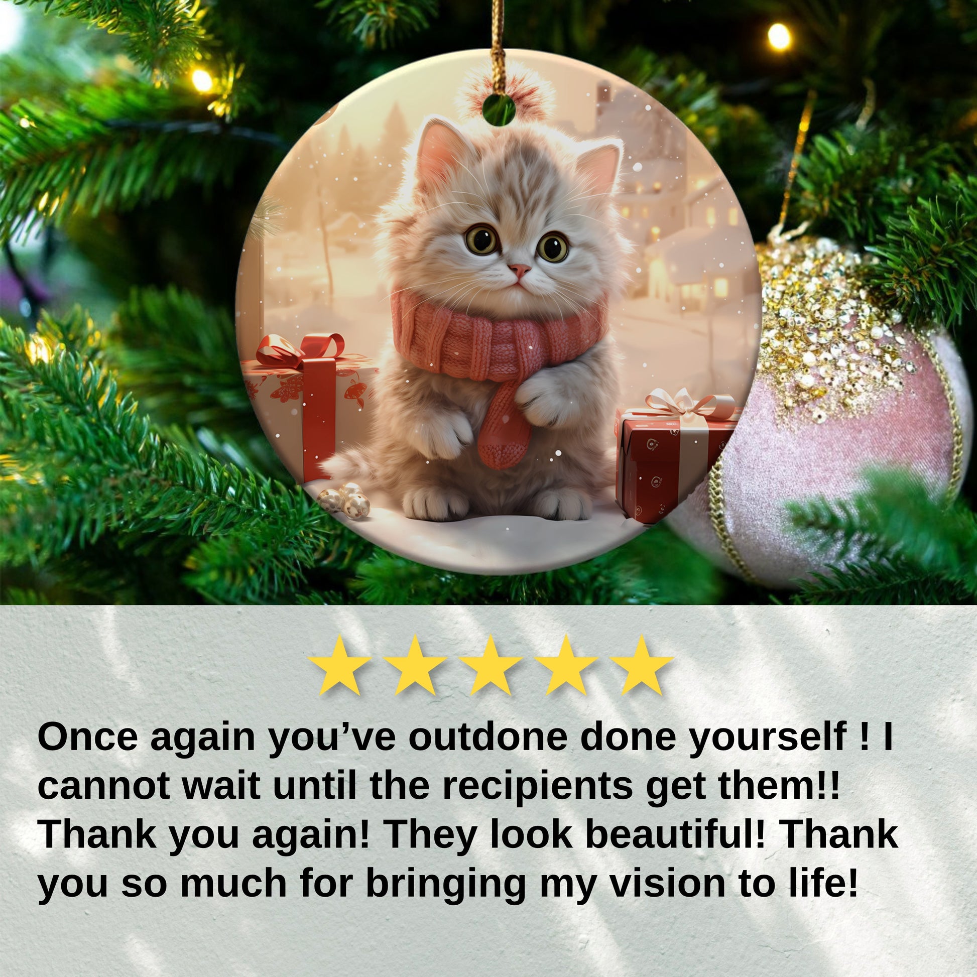 Cute Kitten in Sweater Christmas Ornament product