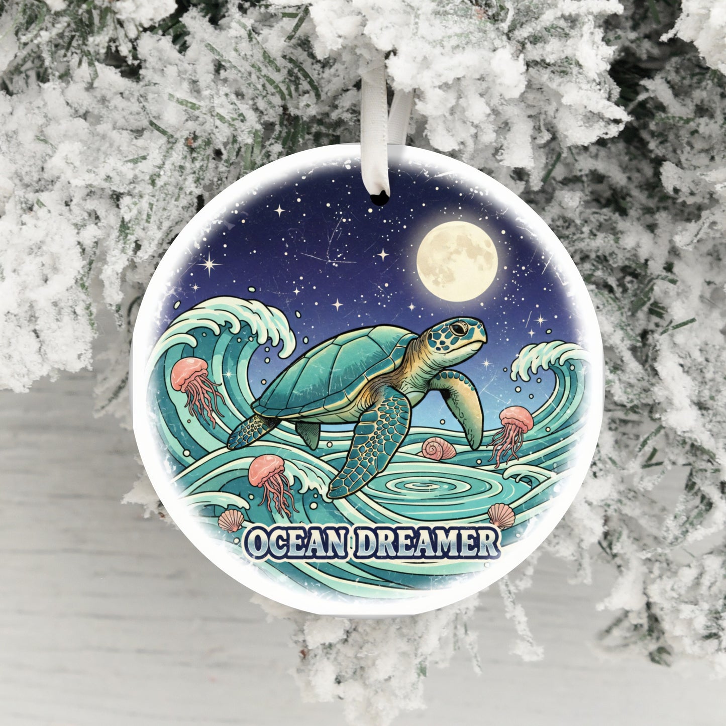 Sea Turtle Ornament, Ocean Dreamer Gift, Sea Life Holiday Decor, Turtle Lover Ornament, Beach Christmas Decoration