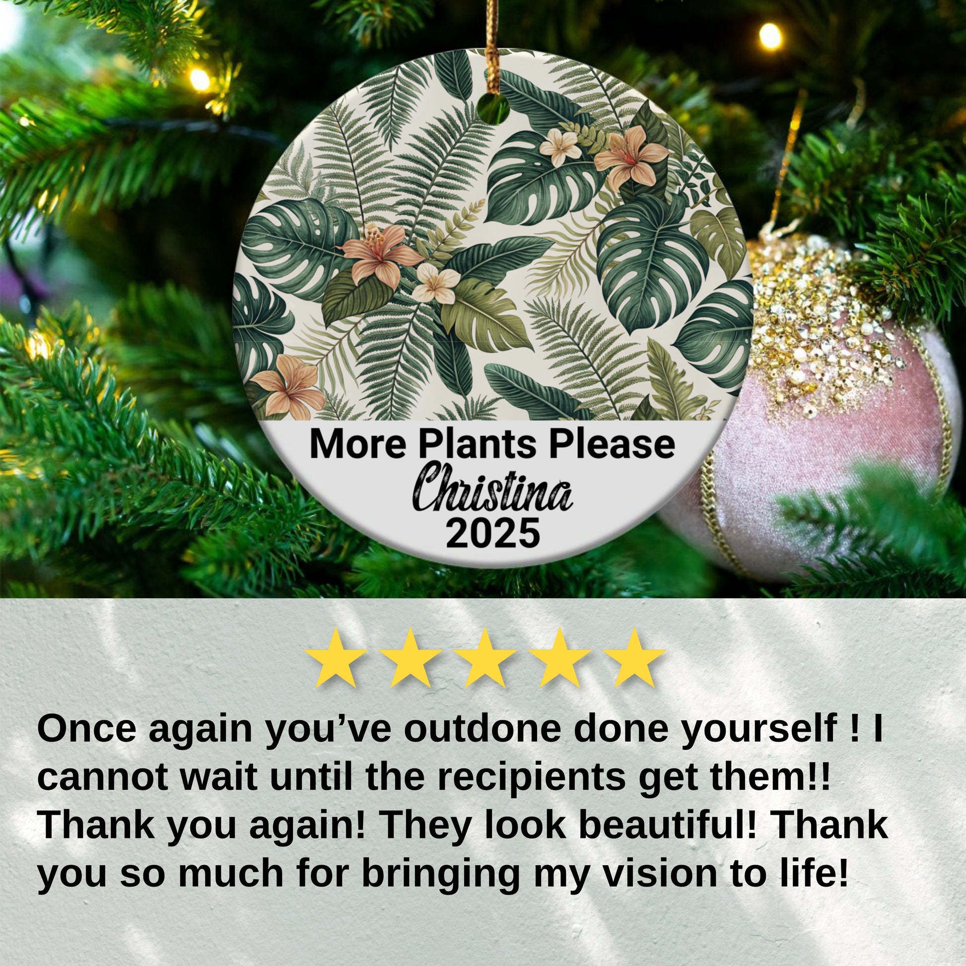 Personalized More Plants Please Ornament product type