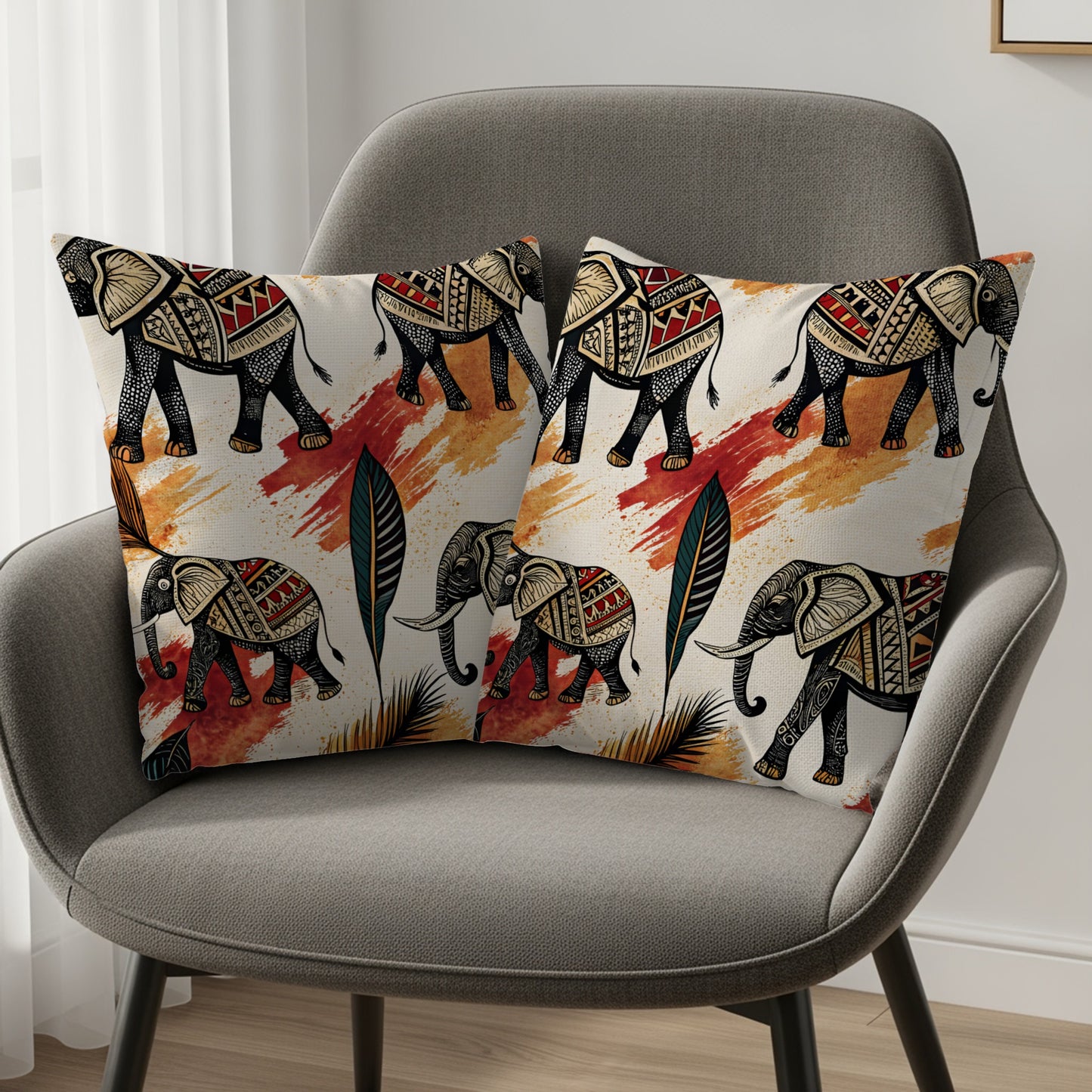 Elephant Print Decorative Throw Pillows for Home Decor