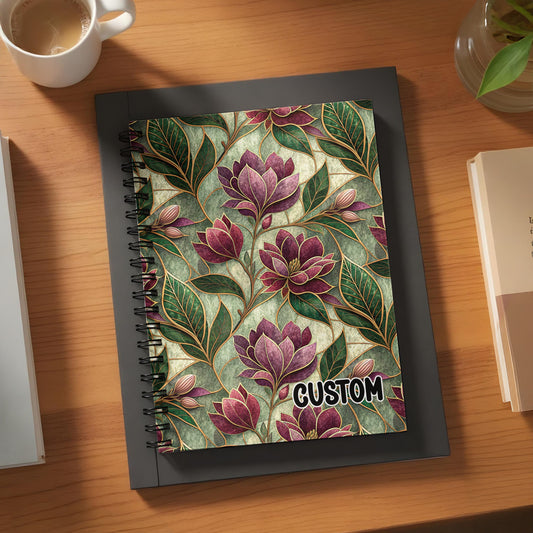 Custom Floral Pattern Spiral Notebook Customizable