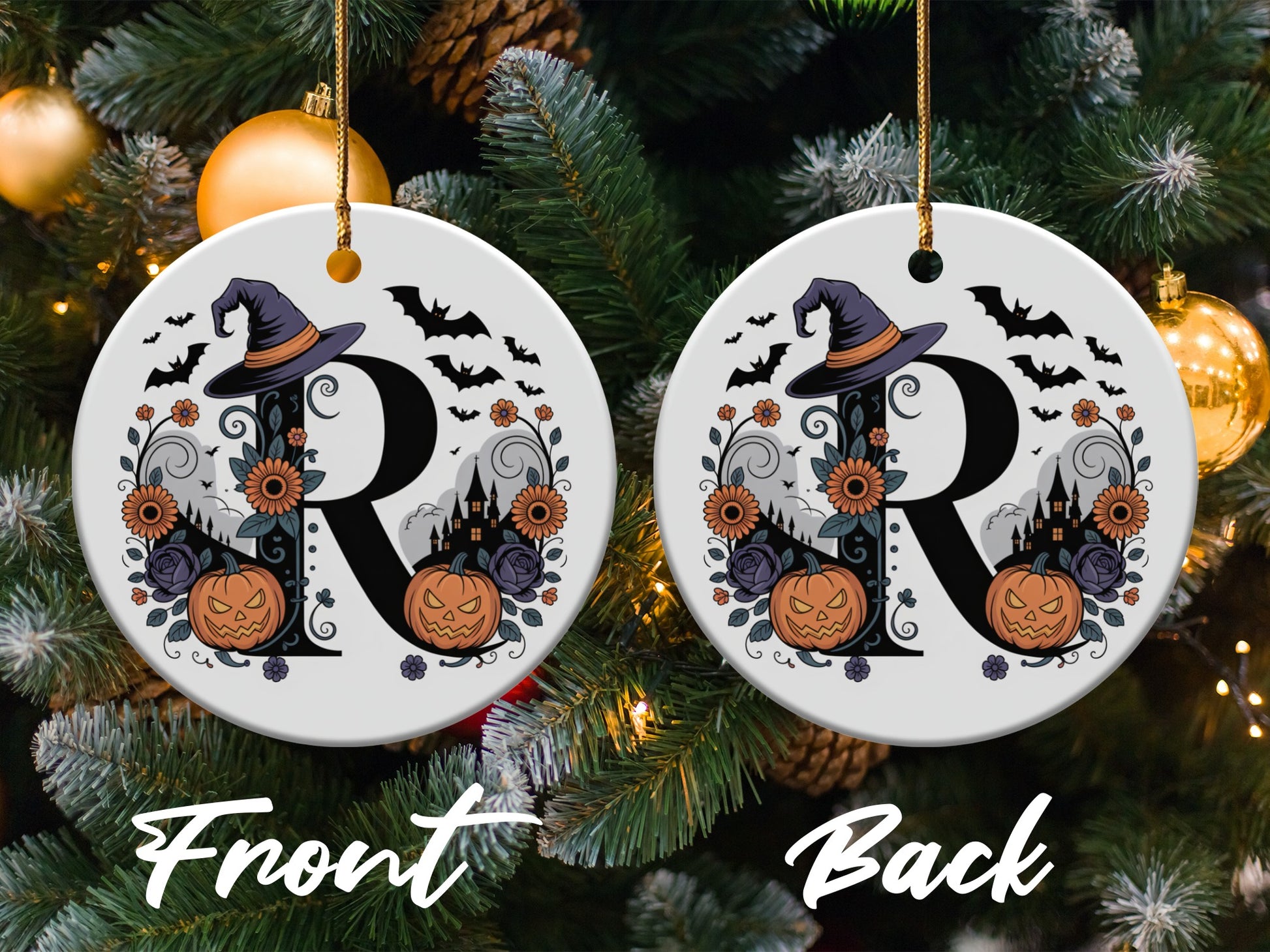 Custom Halloween Monogram Ornament Christmas Tree product