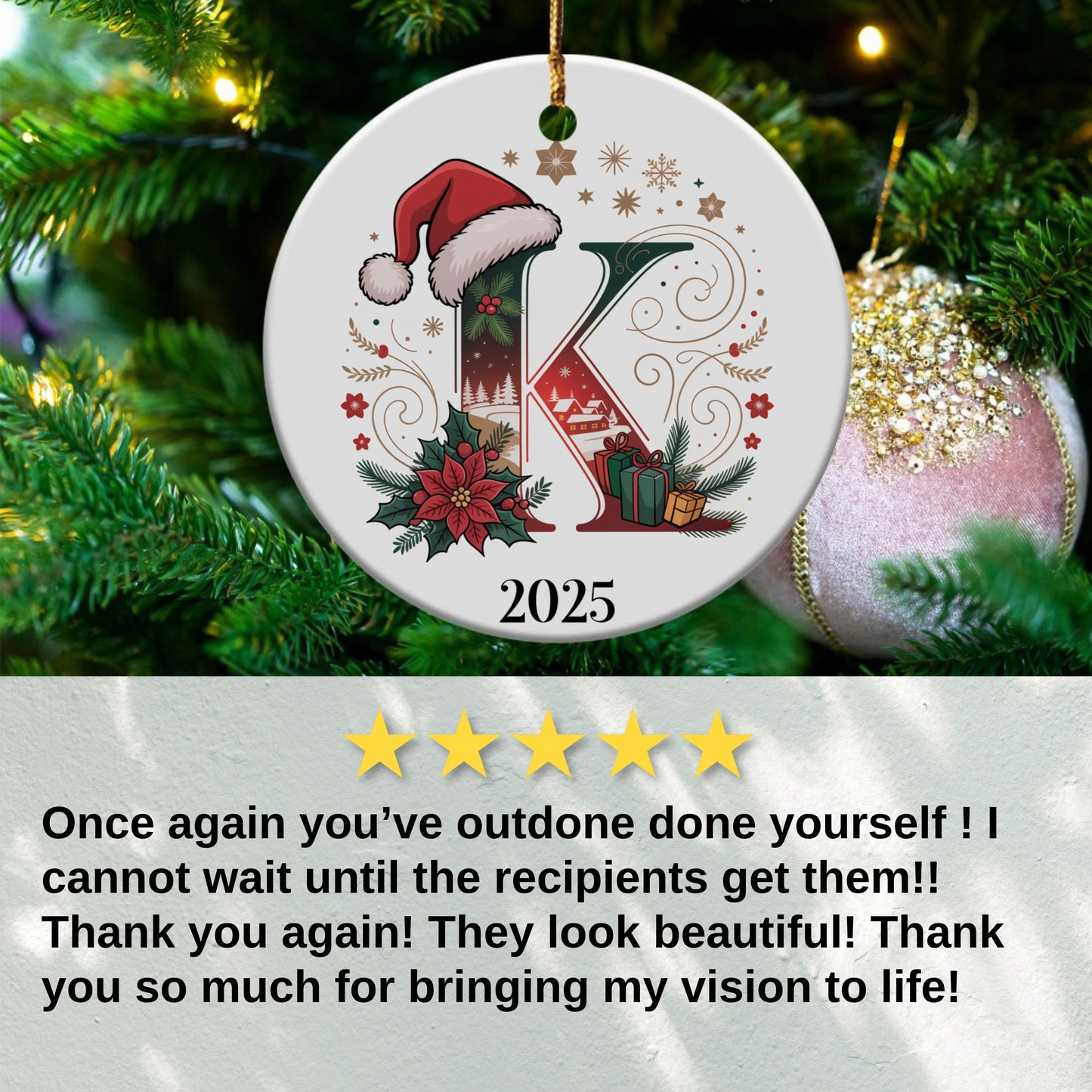 Personalized Initial Ornament Christmas Tree Product