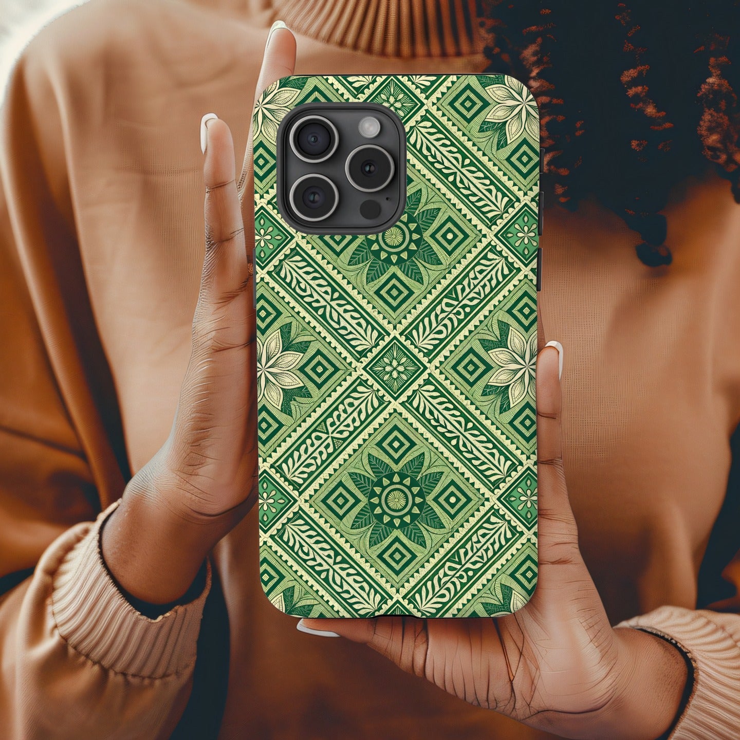Green Mandala Floral Pattern Phone Case Product
