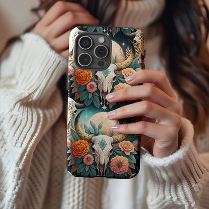 Artistic Floral and Skull iPhone Case for Trendy Style