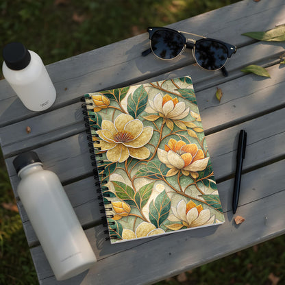 Floral Patterned Spiral Notebook with Botanical Design