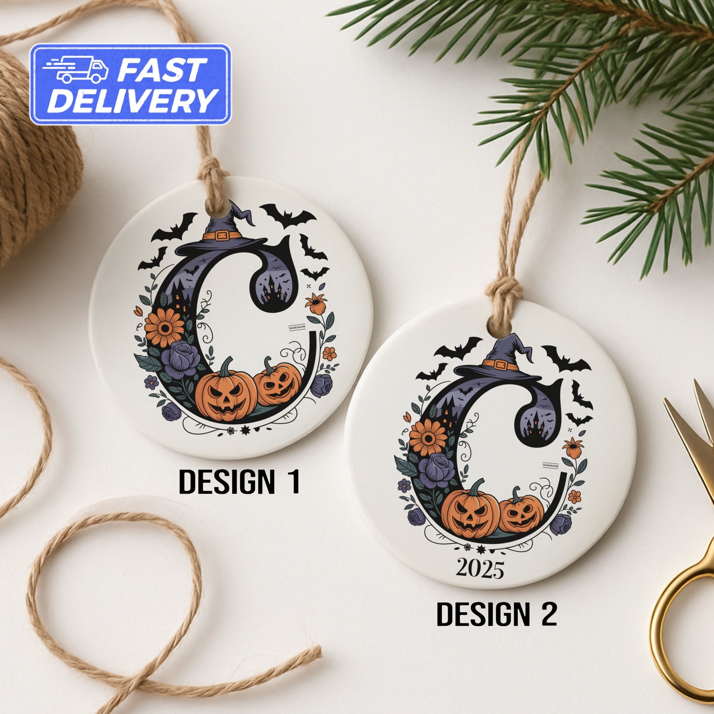 Personalized Halloween Witch Pumpkin Ornament product type