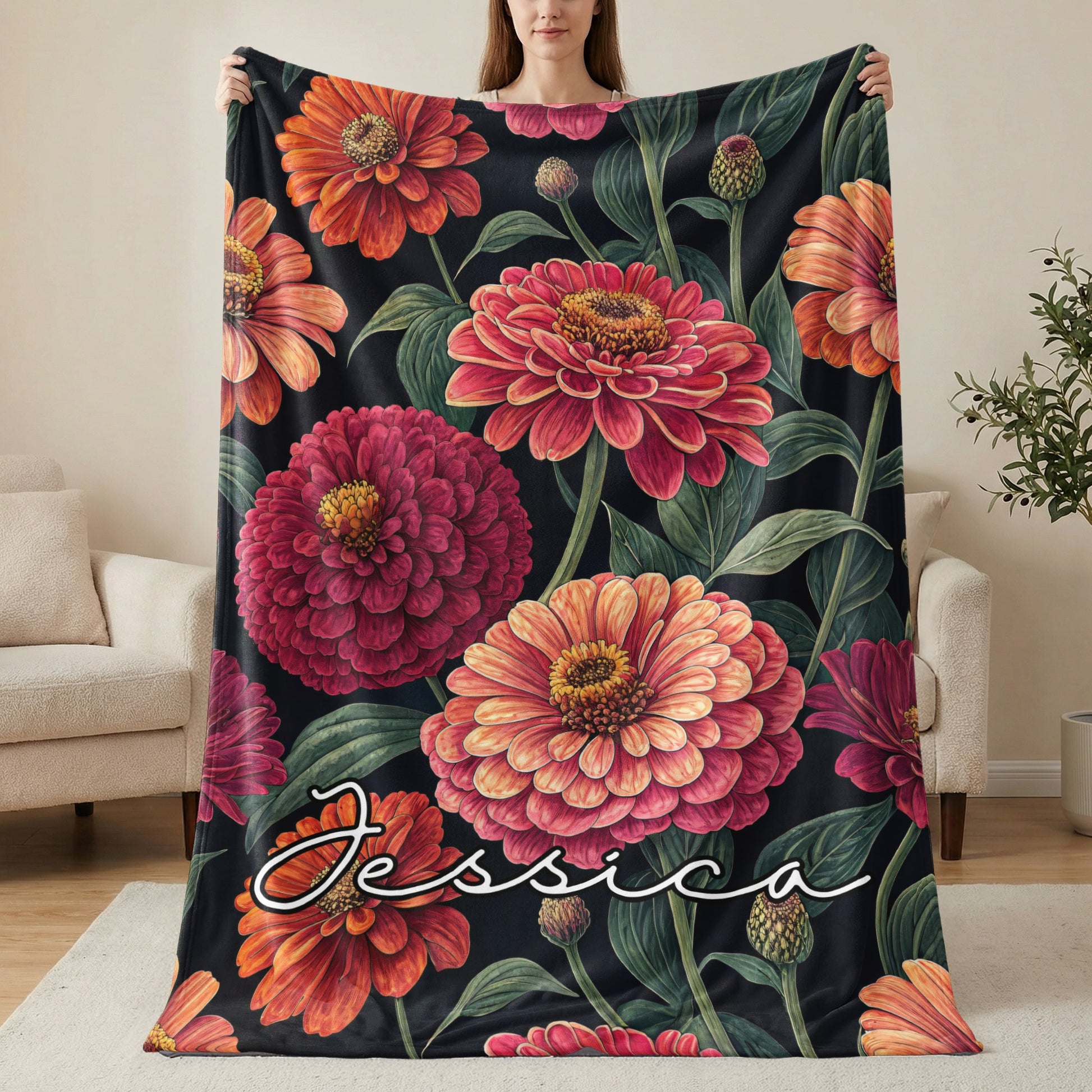 Dark Floral Custom Name with Vibrant Blooms Pattern - Walk Greener