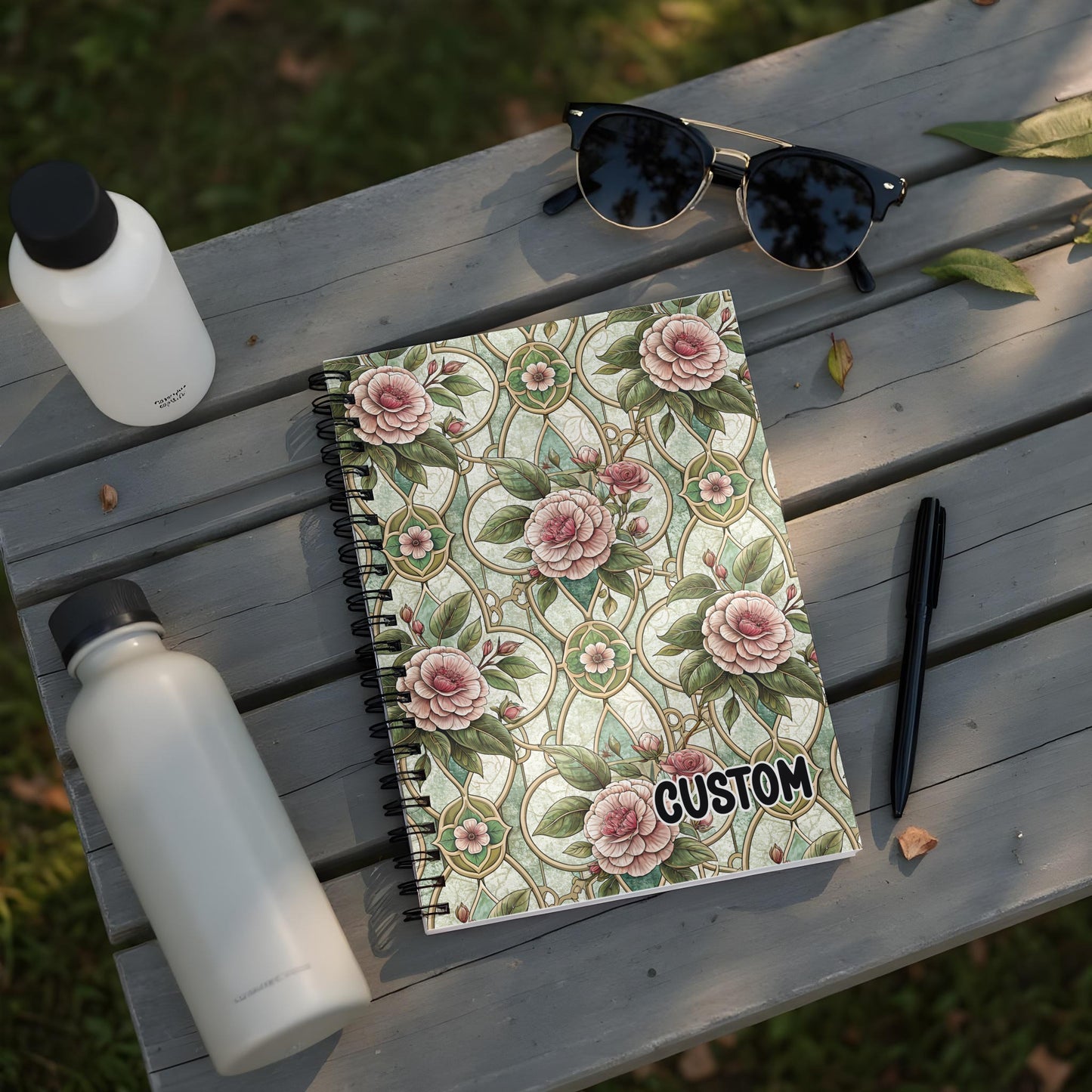 Custom Floral Pattern Spiral Bound Notebook