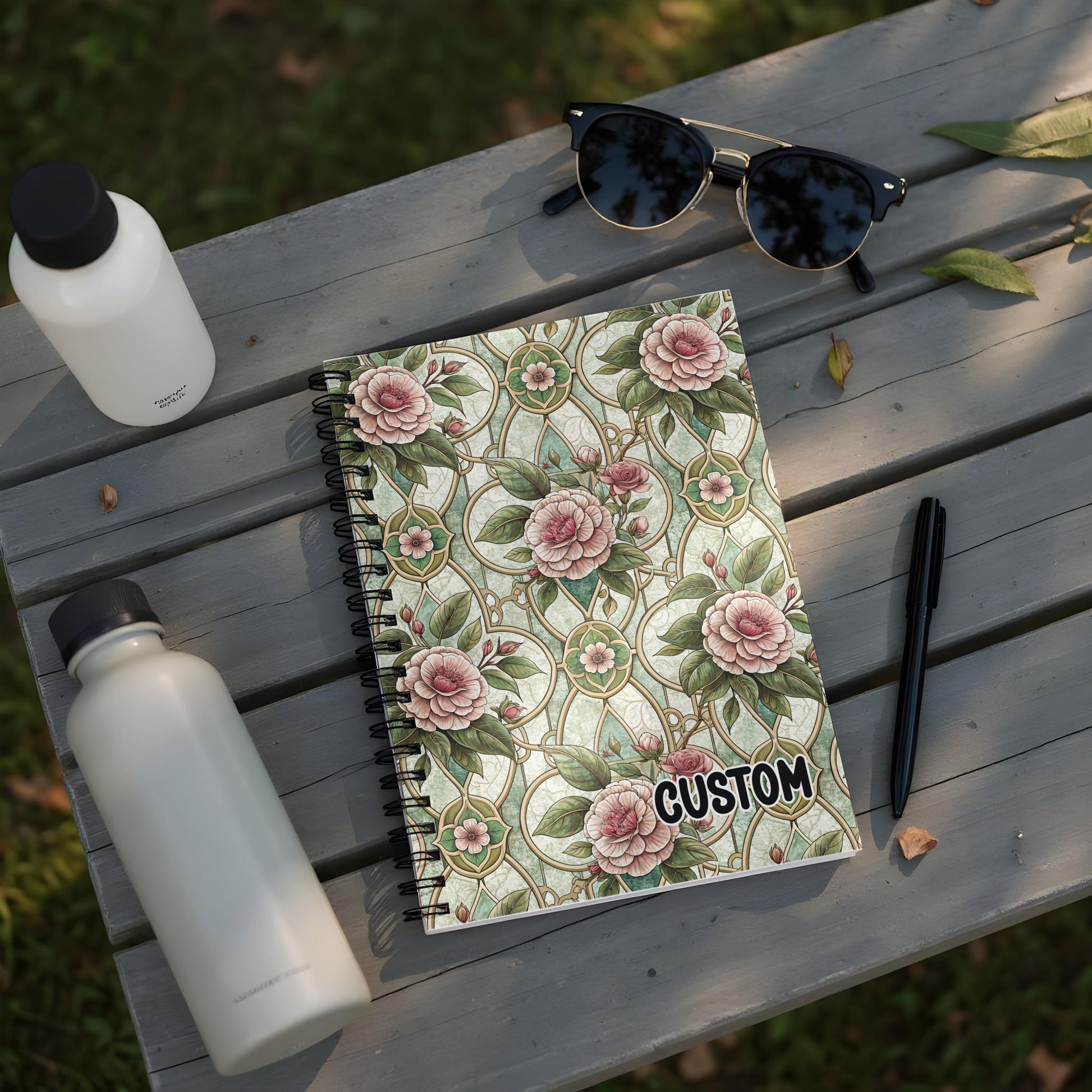Custom Floral Pattern Spiral Bound Notebook