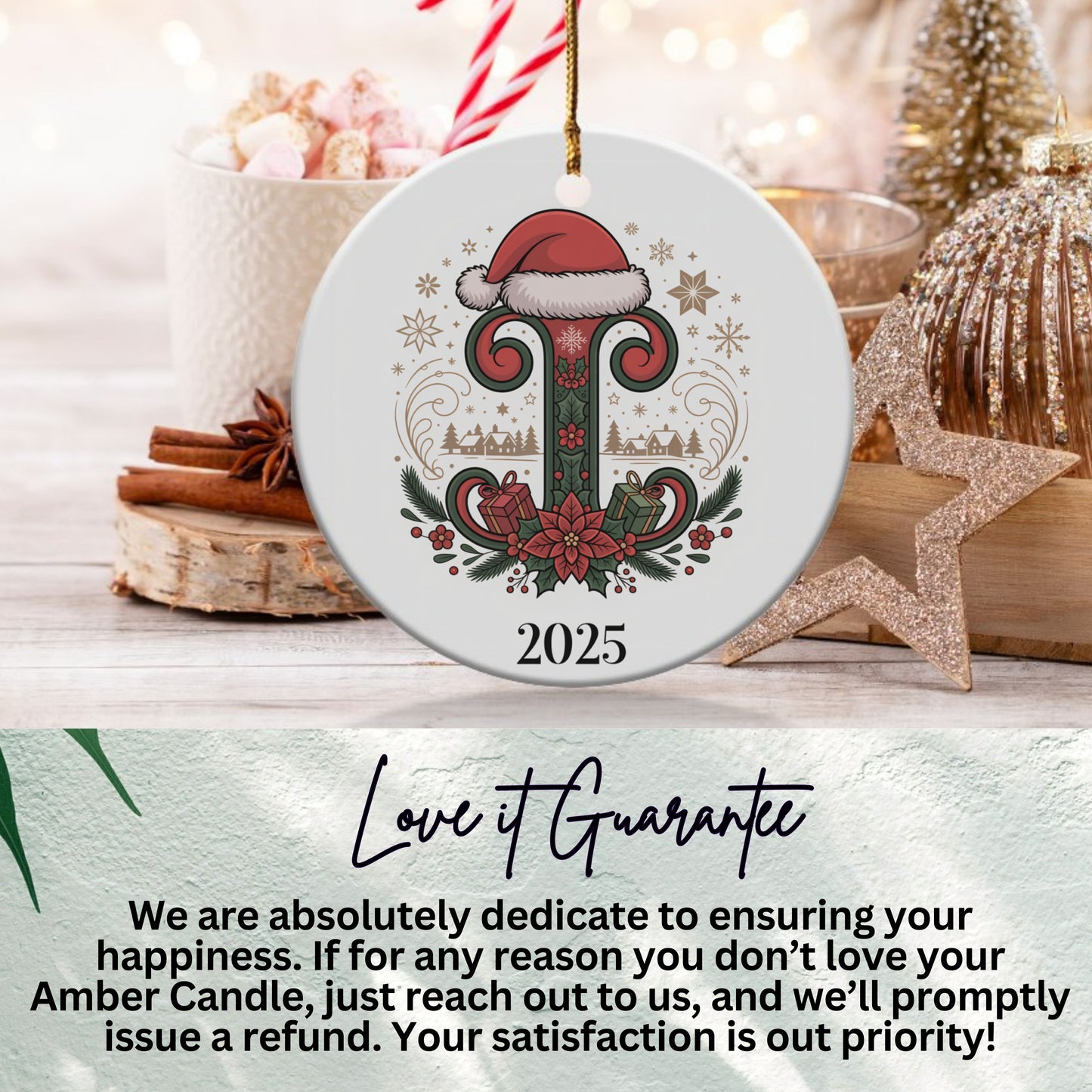 Santa Hat with Christmas Decorations Ornament product type