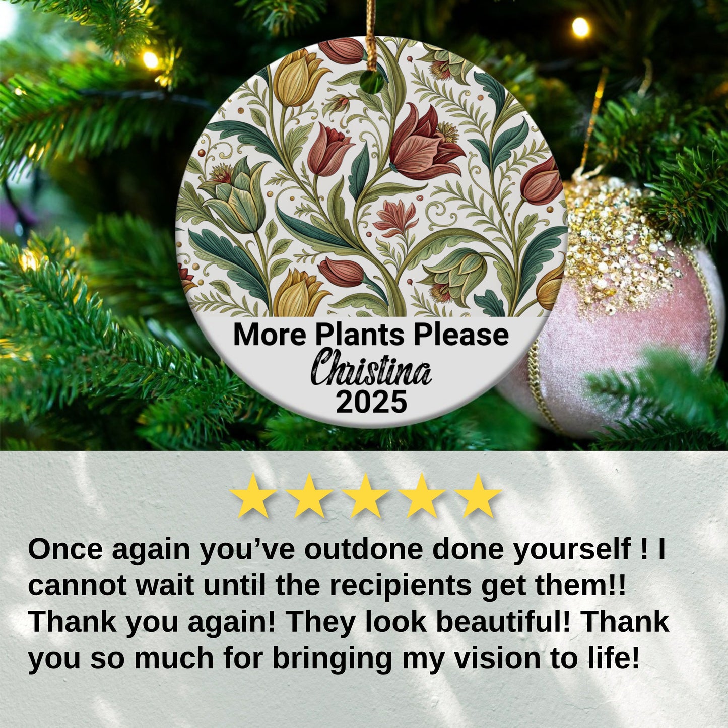 Floral Pattern Personalized Christmas Ornament product type